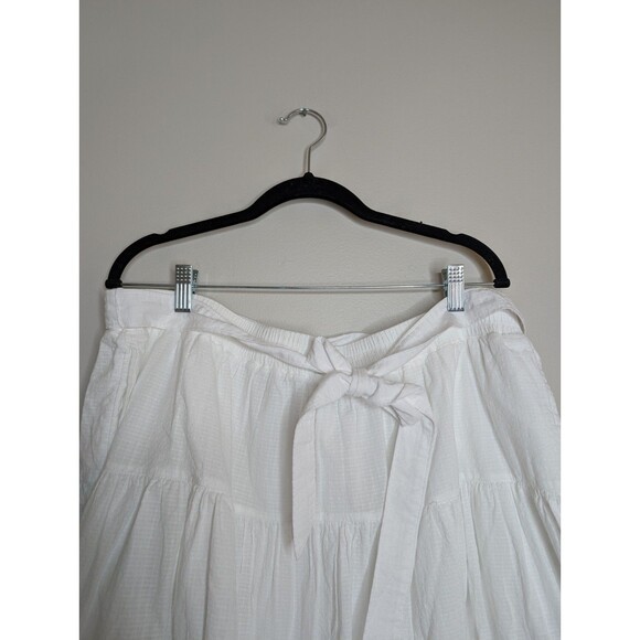 Women's 3 Tiered Cross Textured Cotton Maxi Skirt Lands End Size XL White - Picture 5 of 7